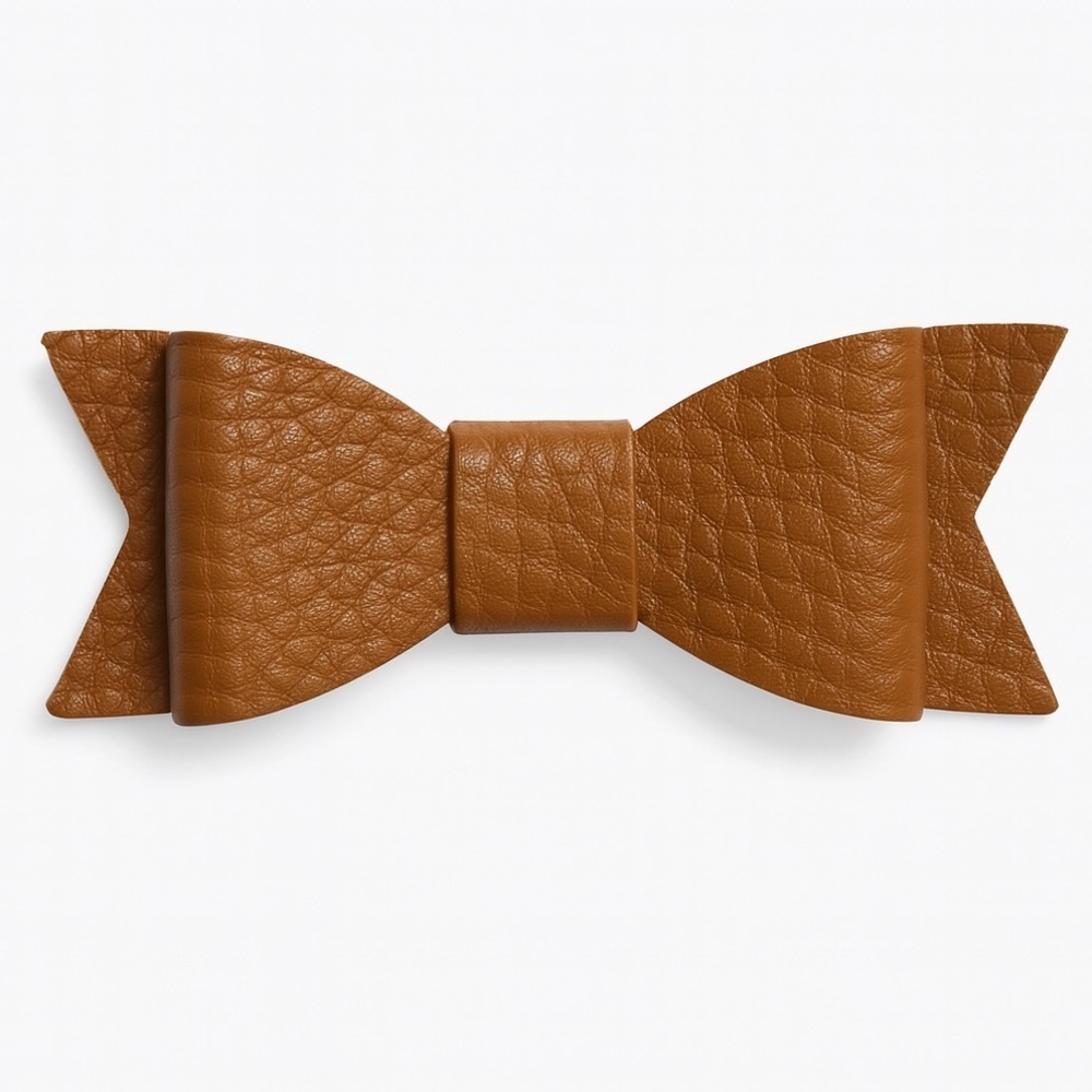 Brown Faux Leather Hair Bow